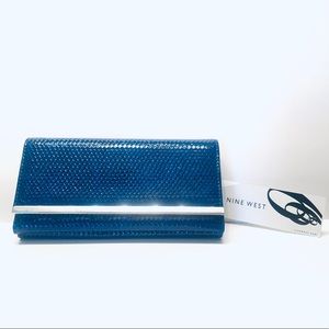 NINE WEST Blue Reptile Textured Wallet